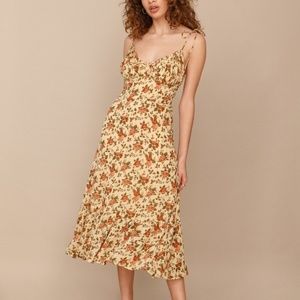 Reformation Embry Dress in Varenna - Spaghetti Strap Midi Georgette